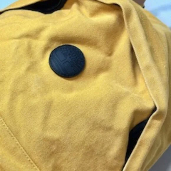 Timberland Backpack Double Strap Logo Front Pocket Mustard Yellow Black Accents - Picture 3 of 16
